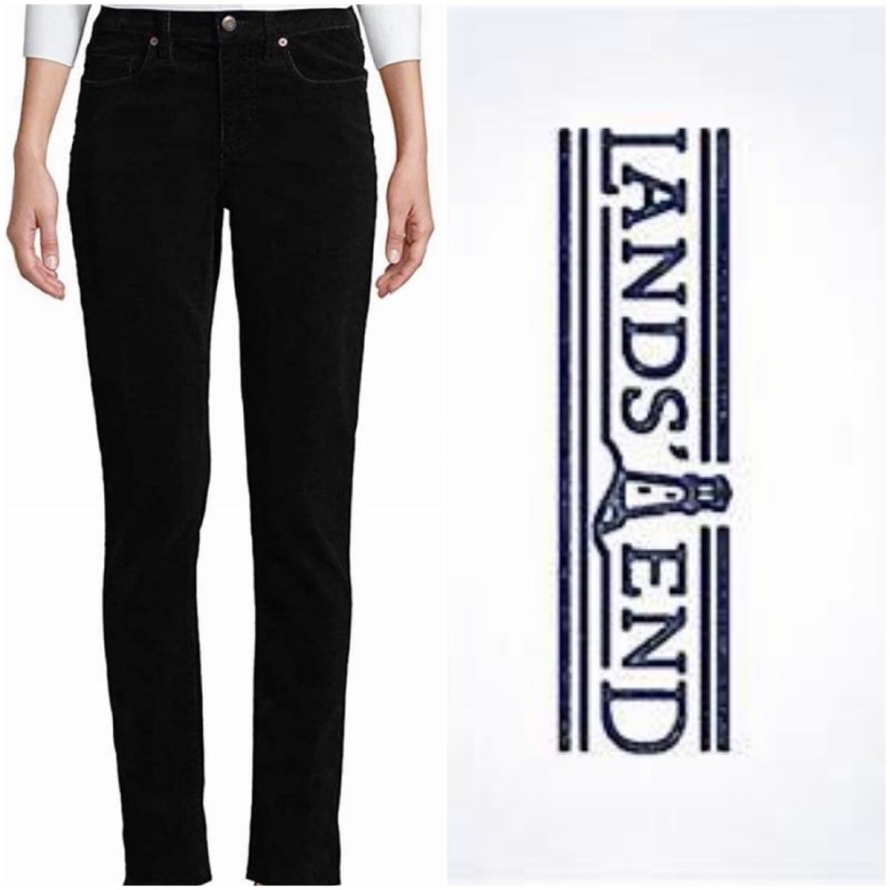 2/$18 Land’s End Corduroy Mid-Rise Slim Leg Pants Black Sz. 6